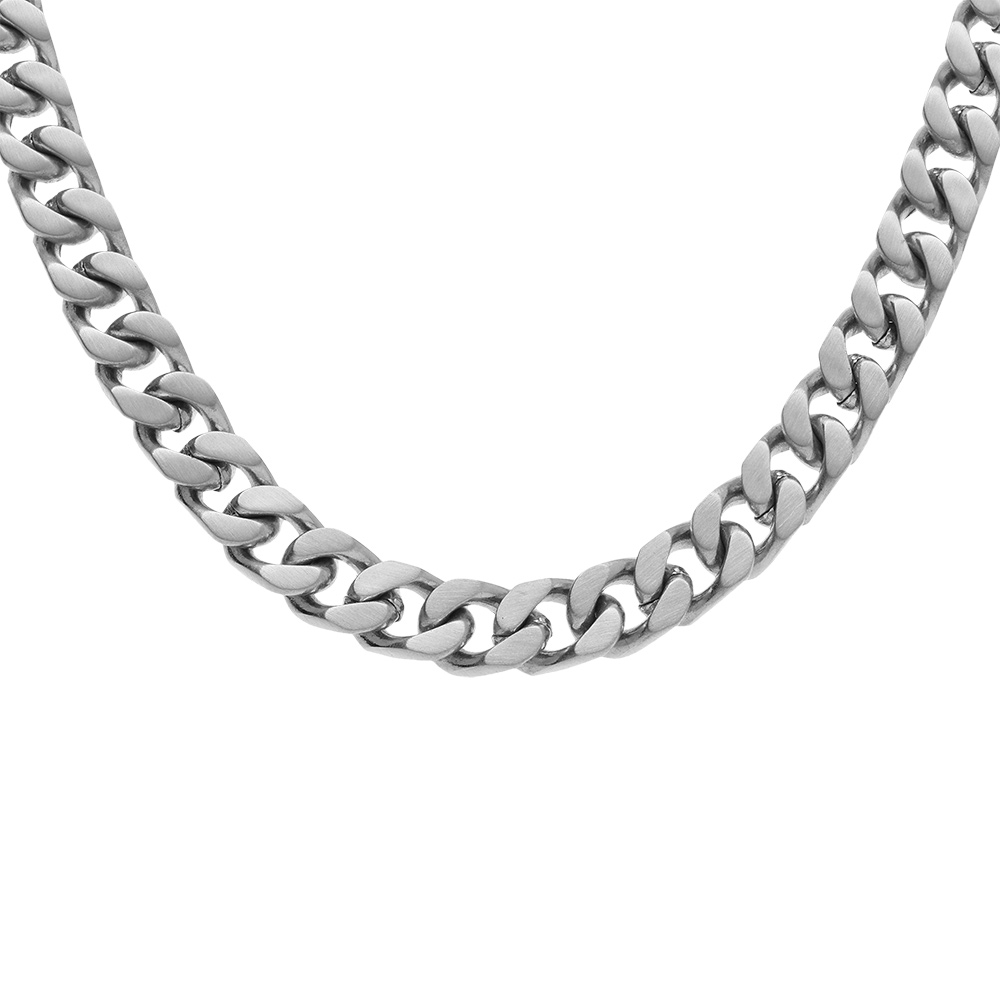Collier en acier satiné maille gourmette 6mm  - 50cm