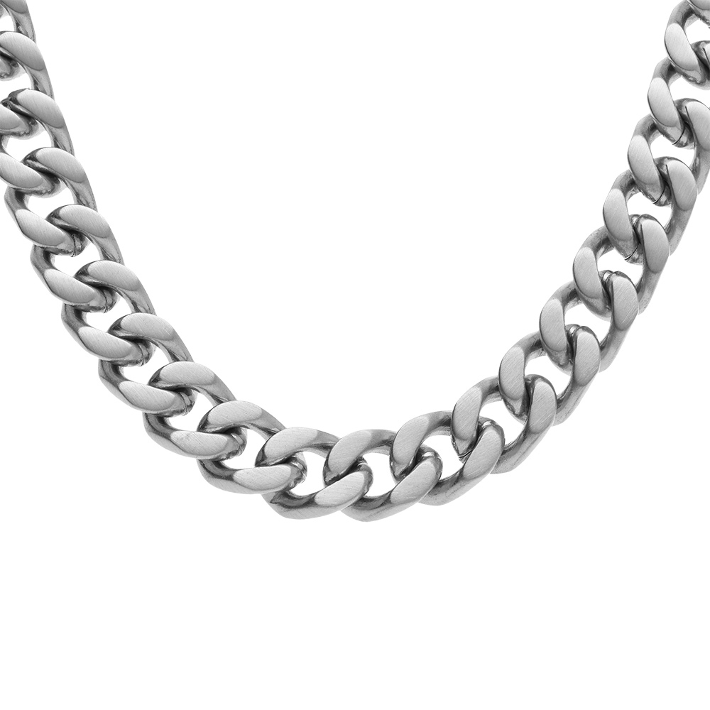 Collier en acier satiné maille gourmette 8mm - 50cm