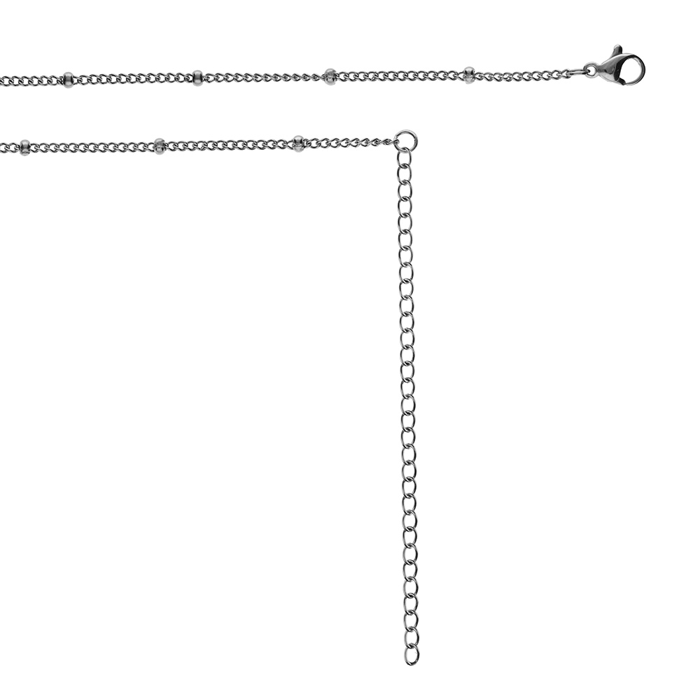 Collier en acier sautoir ou chaîne de ventre  avec boules   - 65.5+20.5cm