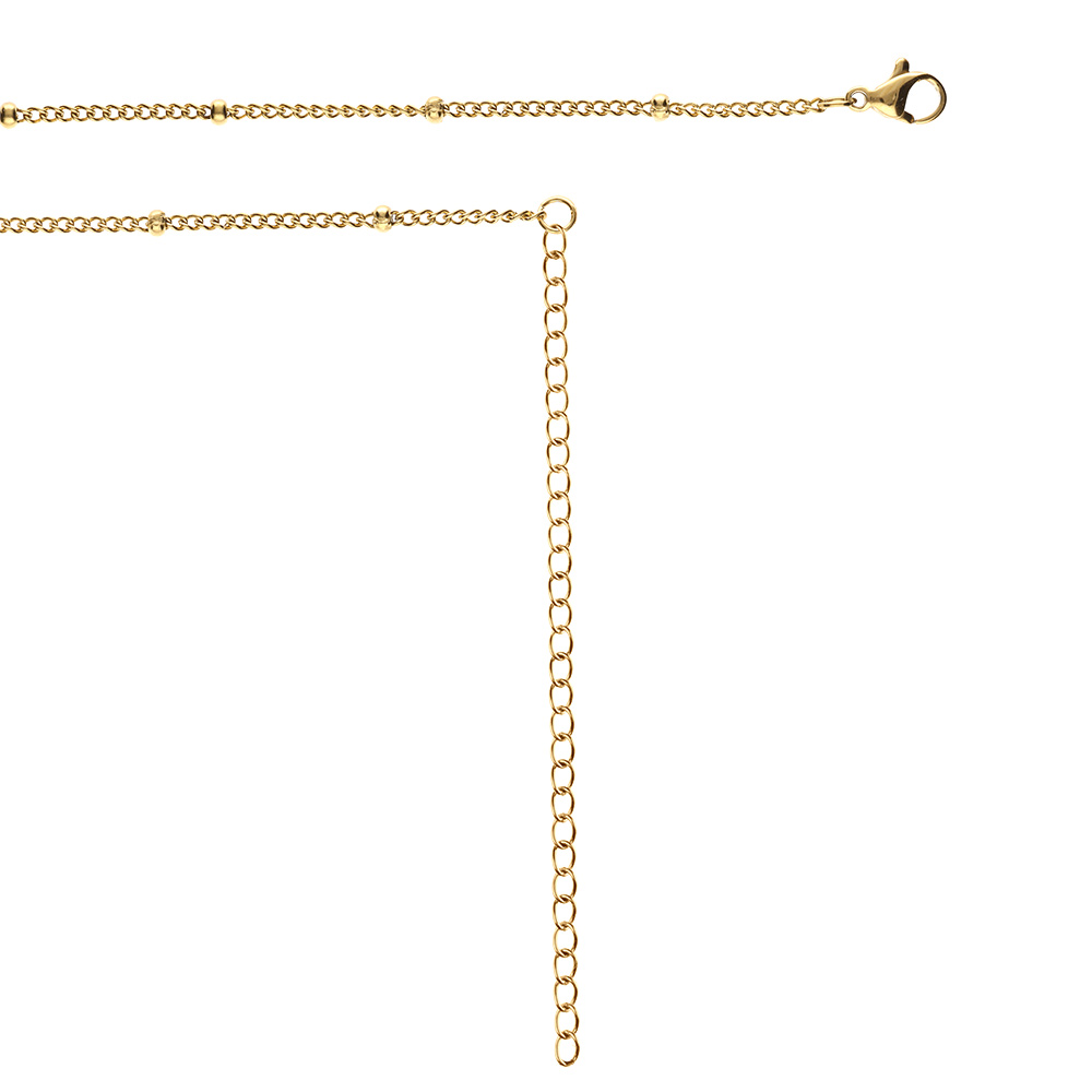 Collier en acier doré sautoir ou chaîne de ventre avec boules   - 65.5+20.5cm