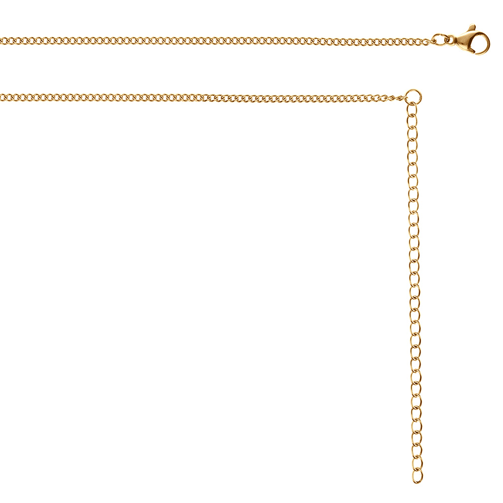 Collier en acier doré sautoir ou chaîne de ventre  maille gourmette   - 65.5+20.5cm
