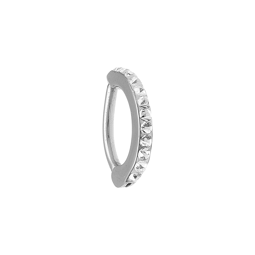 Piercing nombril en acier rail d'oxydes blancs