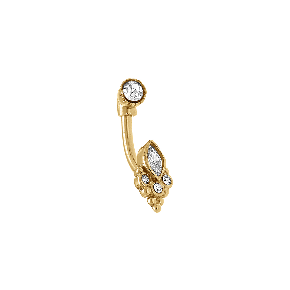 Piercing oreille en acier doré rook et arcade oxyde blanc
