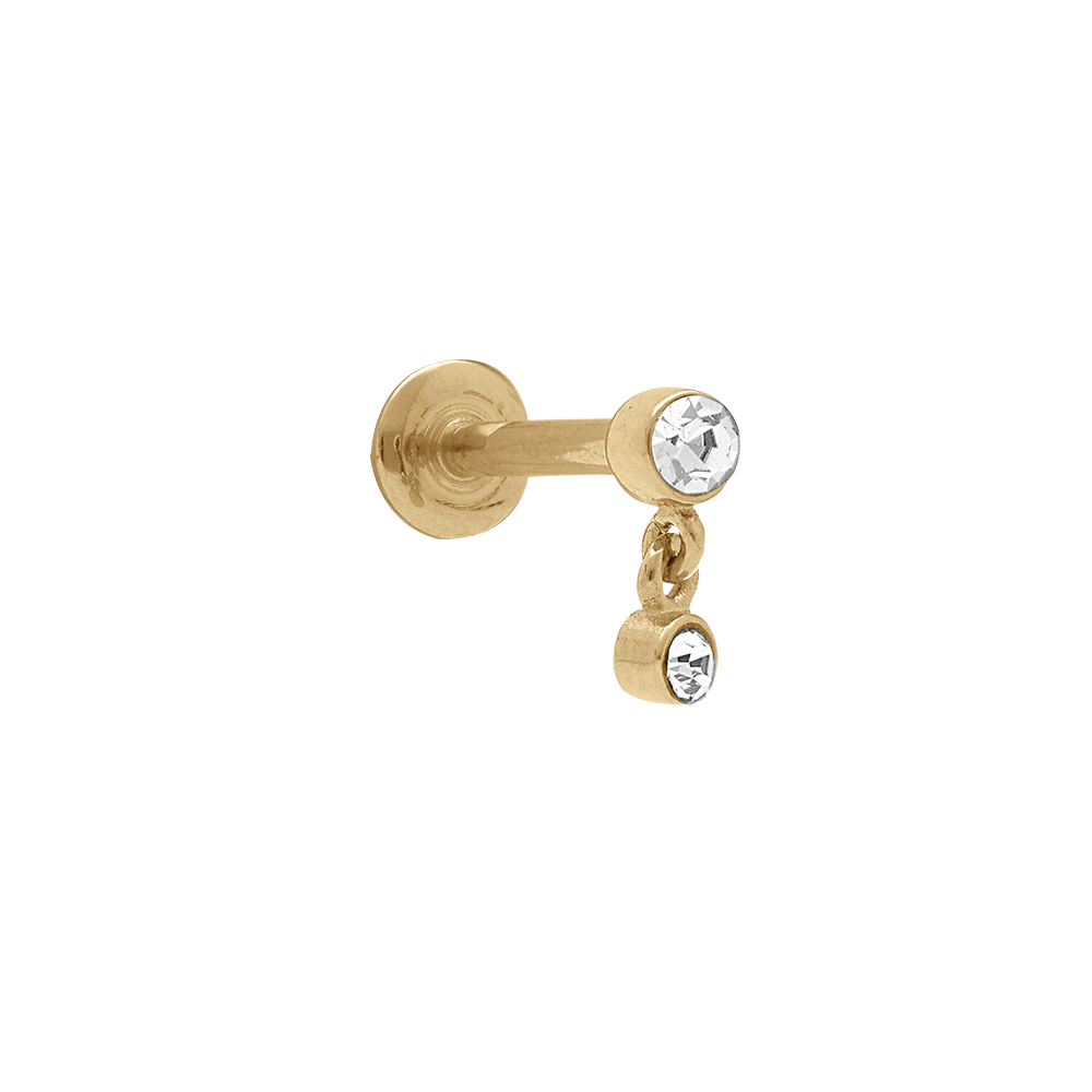 Piercing oreille en acierdoré  helix, tragus oxydes sertis clos