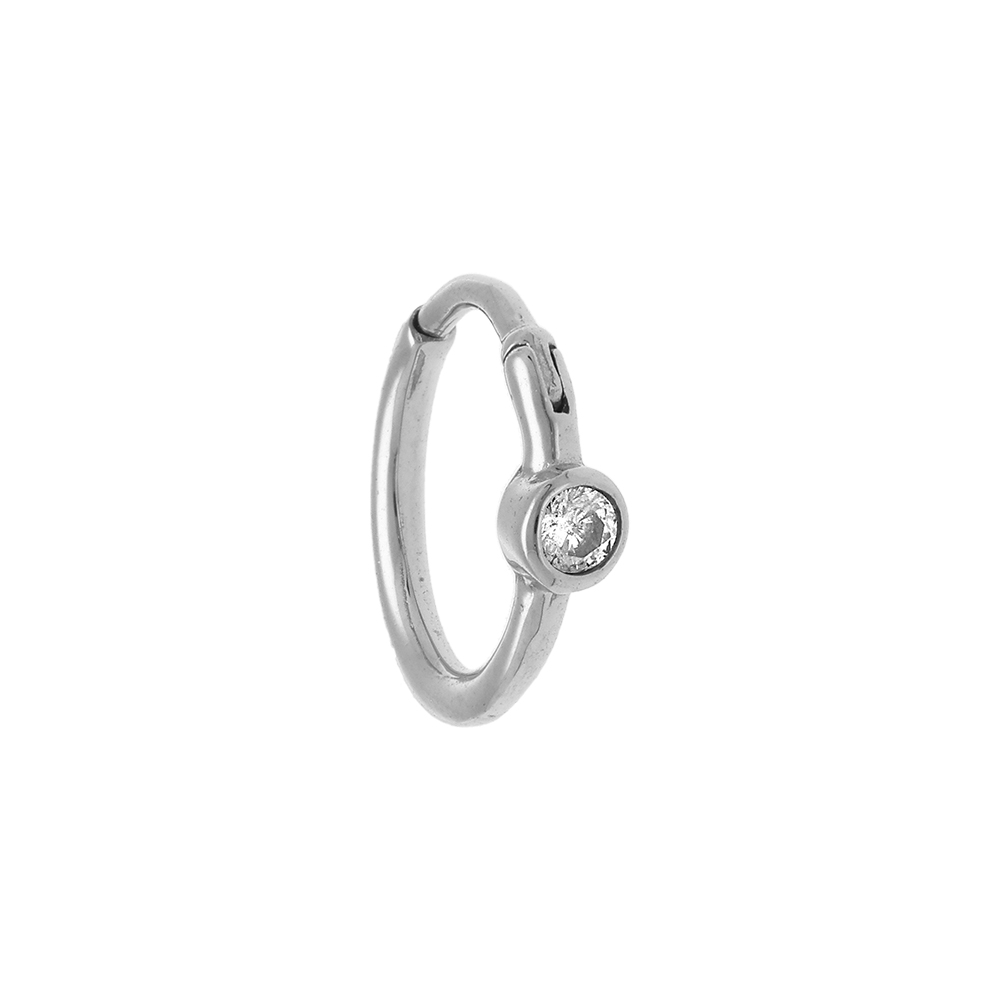 Piercing oreille en acier Hélix, Tragus, Daith, Rook avec oxyde blanc centre anneau
