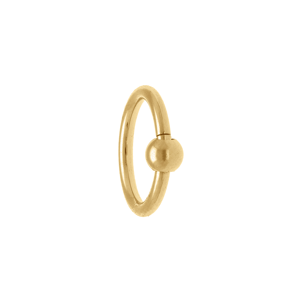 Piercing oreille en acier doré anneau avec boule  Hélix, Tragus, Daith, Rook