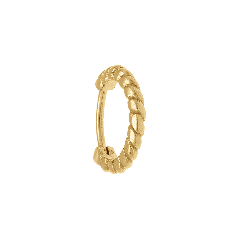 Piercing oreille en acier doré anneau torsadé Hélix, Tragus, Daith, Rook