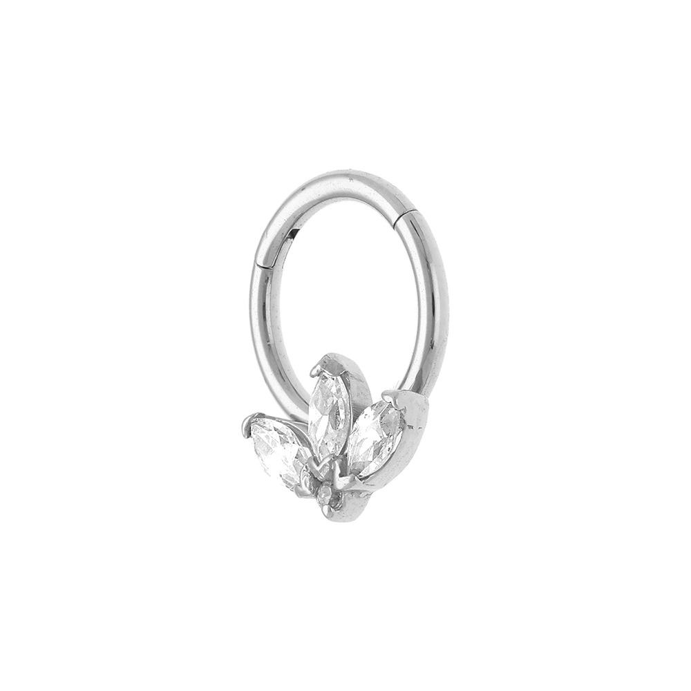 Piercing oreille en acier Hélix, Tragus, Daith anneau avec oxydes  blancs