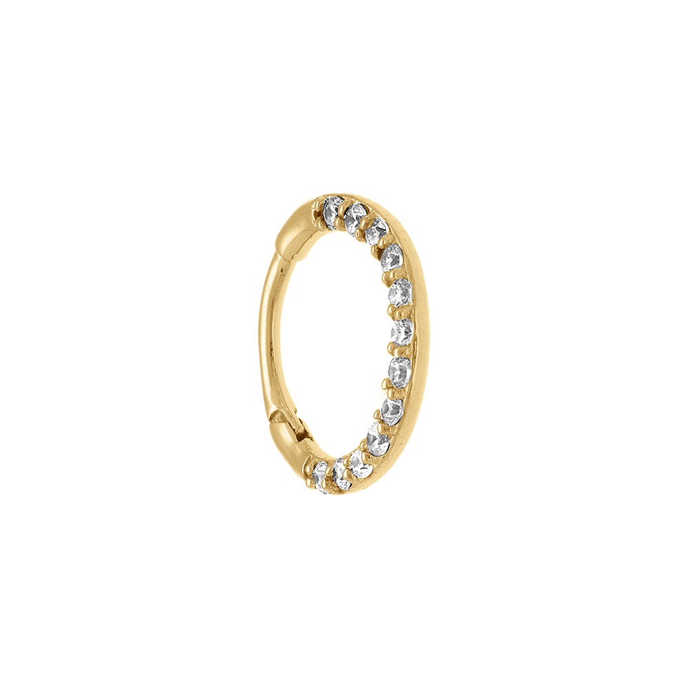 Piercing oreille en acier doré Hélix, Tragus, Daith, Rook anneau orné d'oxydes blancs