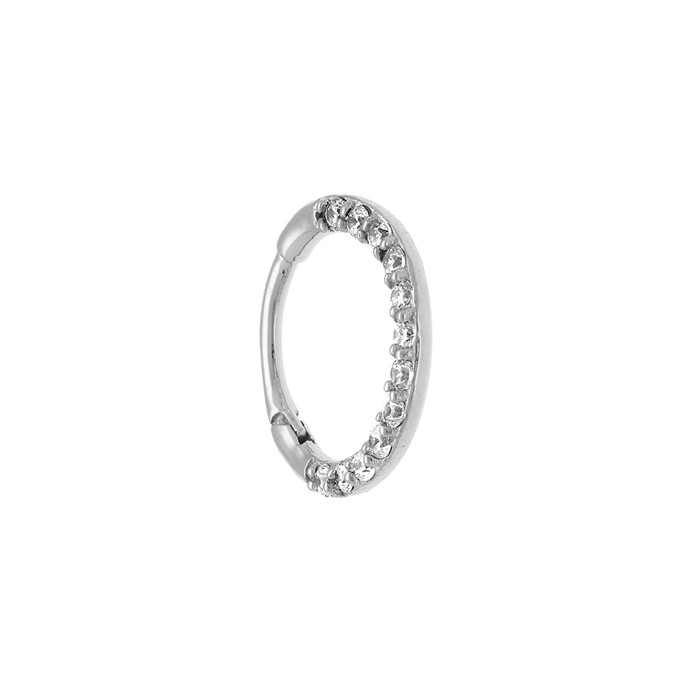 Piercing oreille en acier Hélix, Tragus, Daith, Rook anneau orné d'oxydes blancs