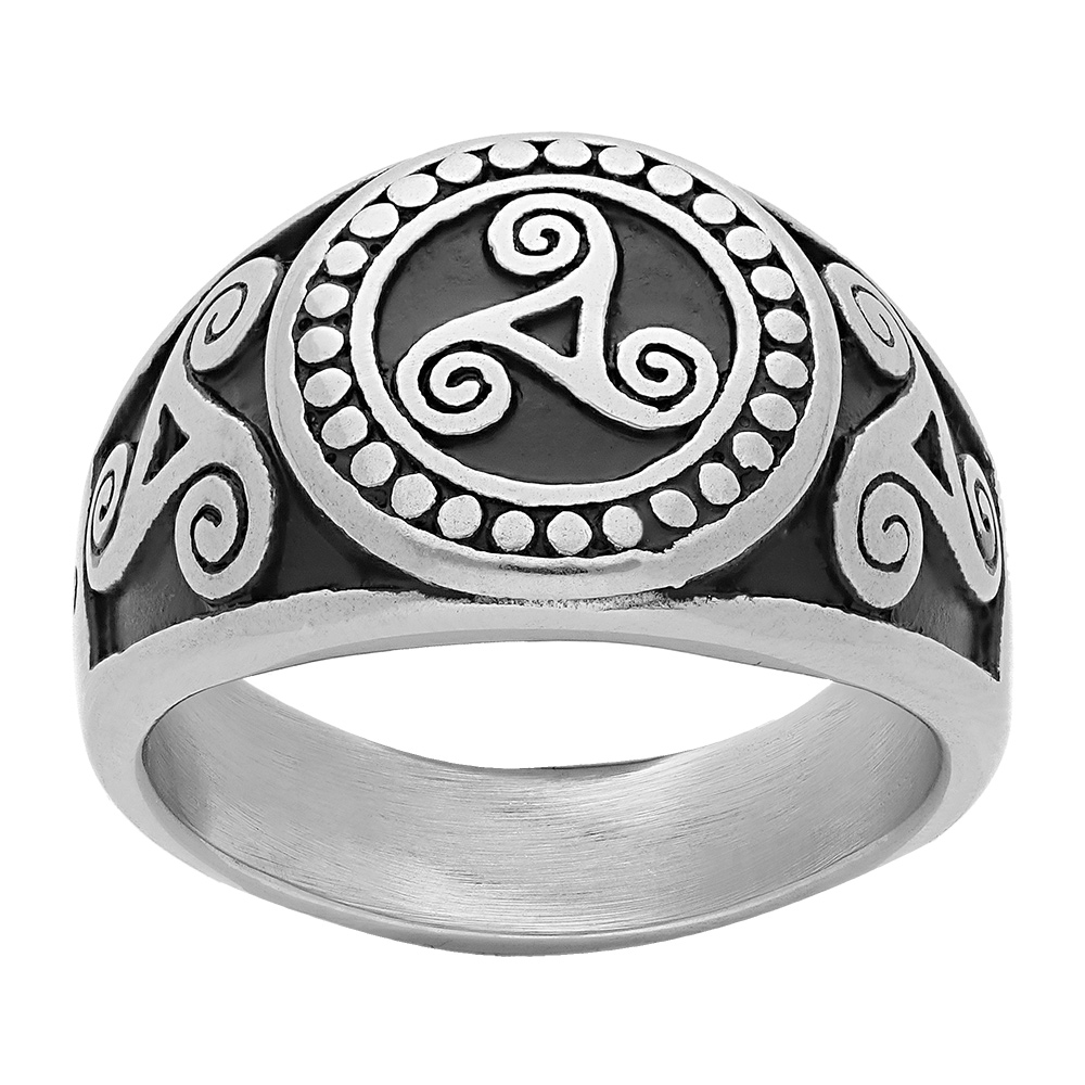 Chevalière en acier motifs Triskel Chevalière en acier motifs Triskel