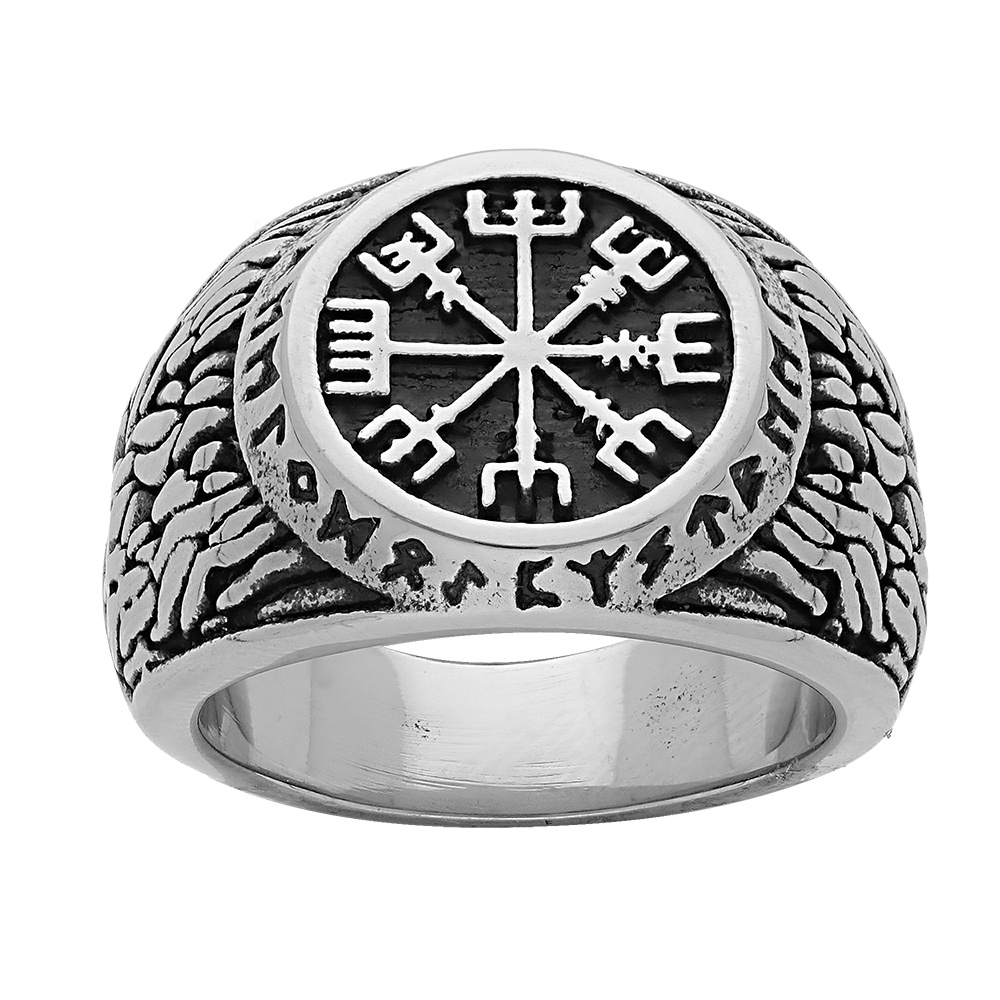 Chevaliere en acier motifs Viking Chevaliere en acier motifs Viking