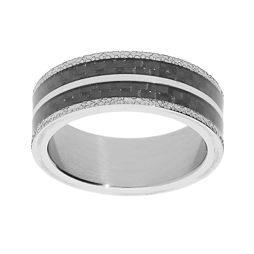 Bague en acier et carbone anneau large
