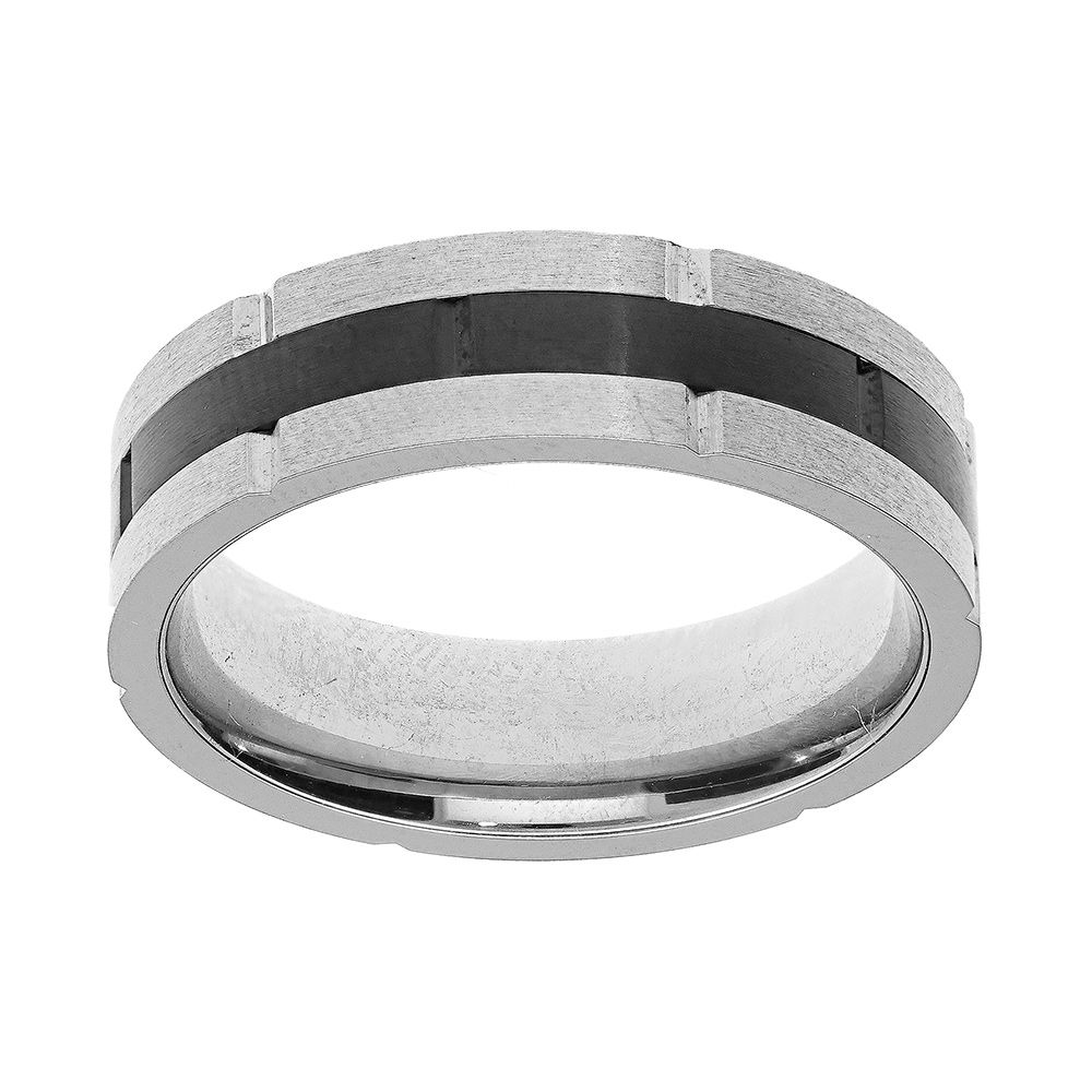 Bague en acier avec ruban en PVD noir largeur 6mm