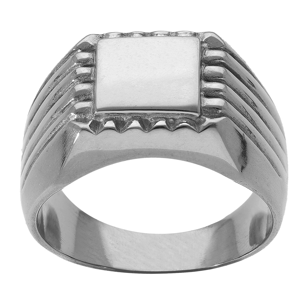 Chevaliere en acier plateau carré 10x10mm