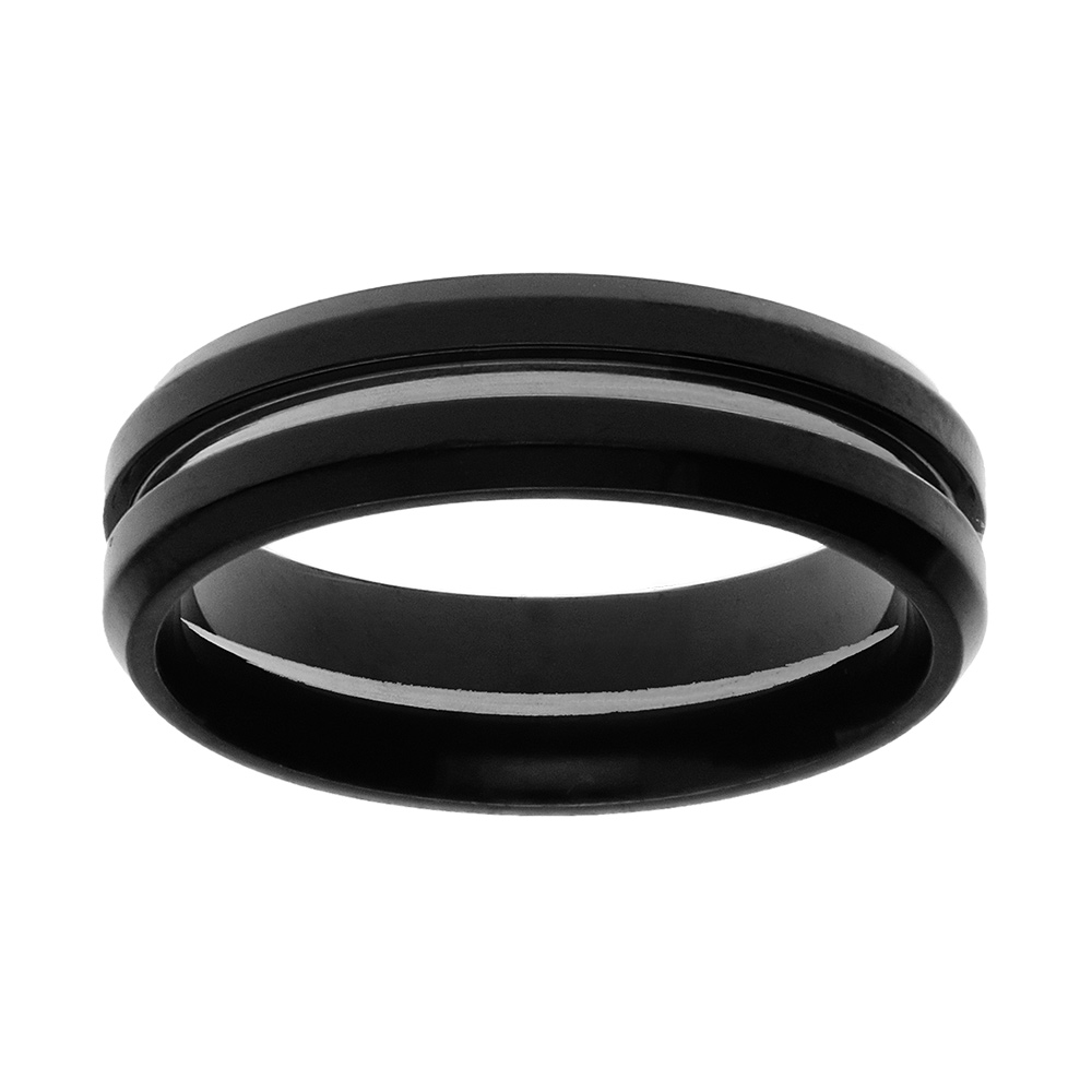 Bague en acier PVD noir filetacier largeur 6mm