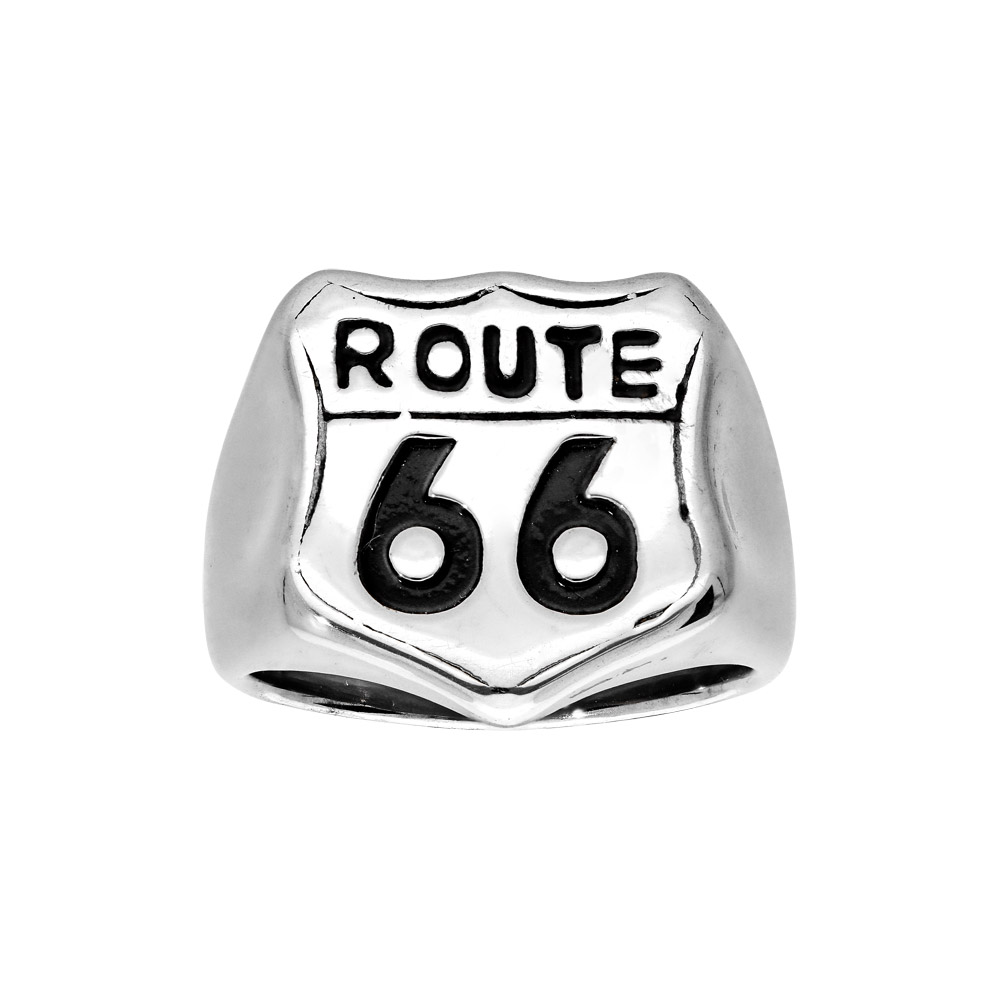 Chevalière en acier "route 66"