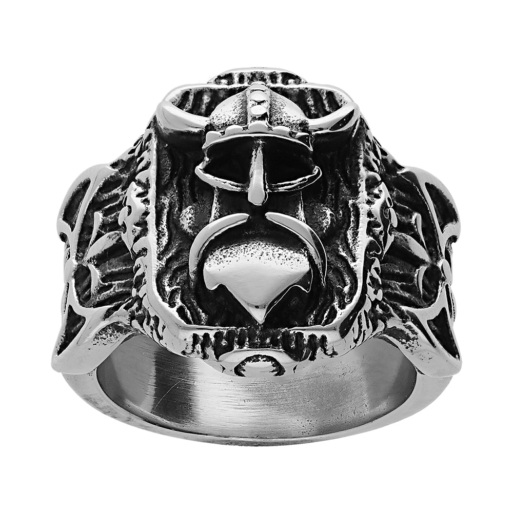 Chevaliere en aciemotif casque Viking