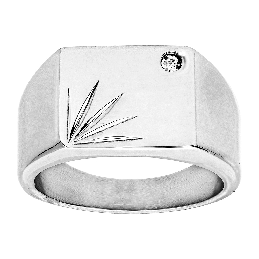 Chevalière en acier carré diamanté étoile avec strass Chevalière en acier carré diamanté étoile avec strass