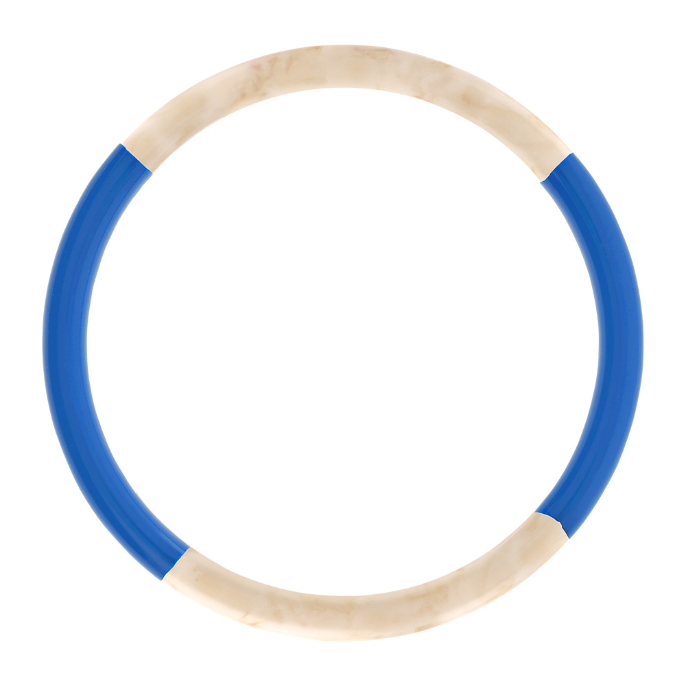 Bracelet jonc 6mm en résine couleur ivoire et bleu - 63mm