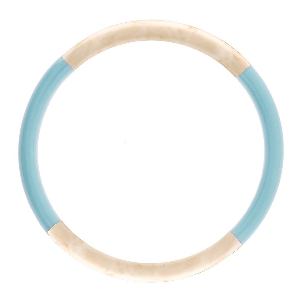 Bracelet jonc 6mm en résine couleur ivoire et bleu ciel - 63mm