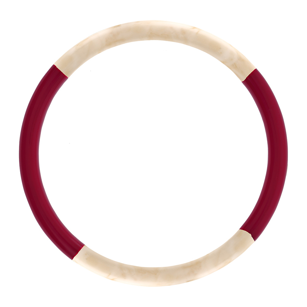 Bracelet jonc 6mm en résine couleur ivoire et bordeau - 63mm