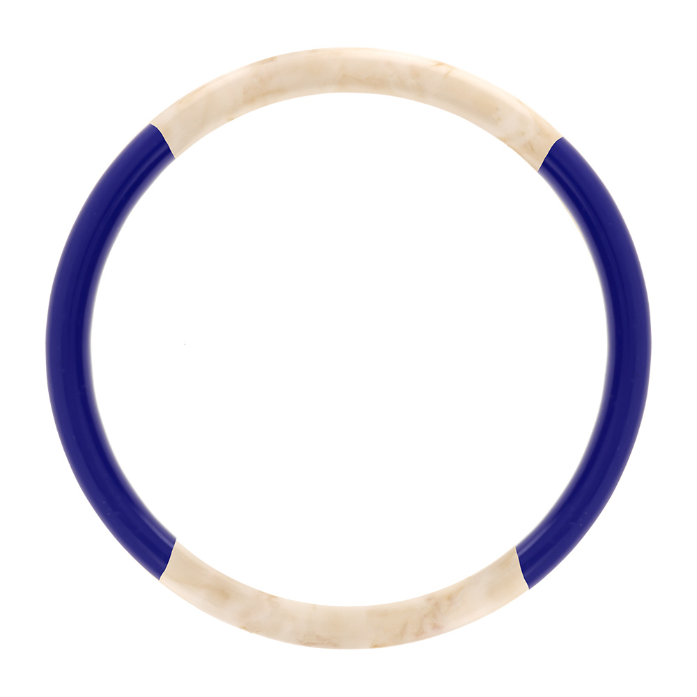 Bracelet jonc 6mm en résine couleur ivoire et bleu foncé - 63mm