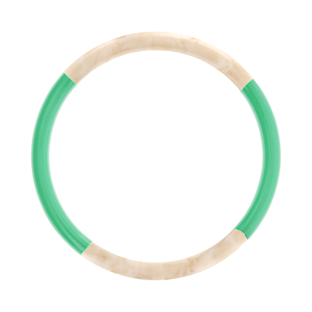 Bracelet jonc 6mm en résine couleur ivoire et vert clair - 60mm