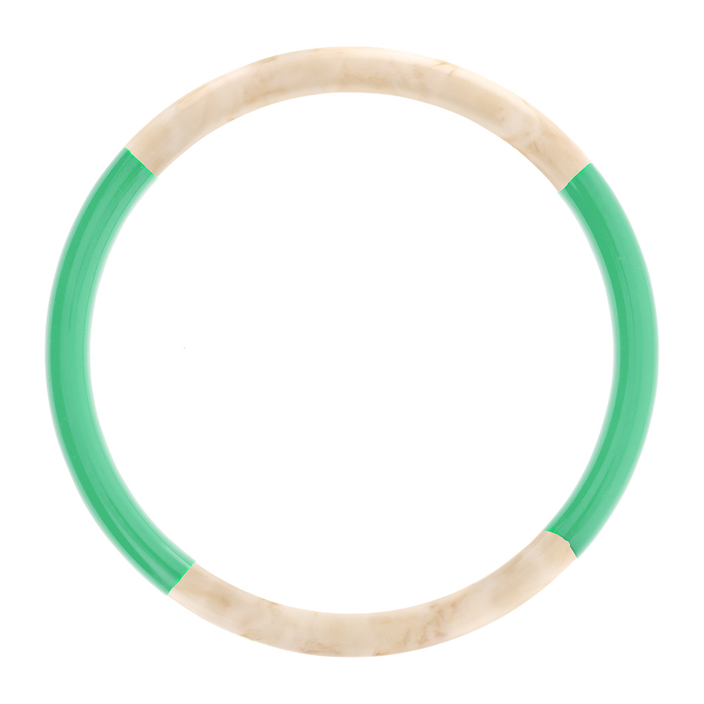 Bracelet jonc 6mm en résine couleur ivoire et vert clair - 63mm