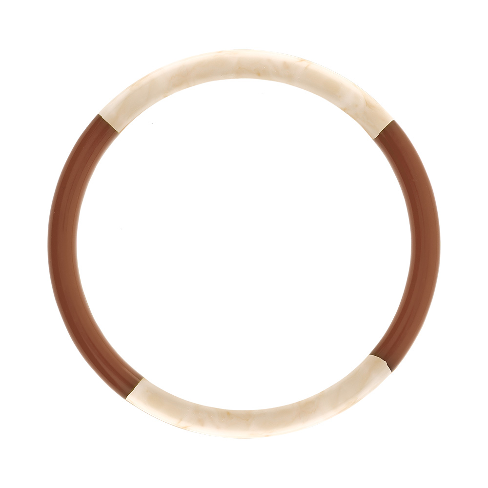 Bracelet jonc 6mm en résine couleur ivoire et caramel - 60mm