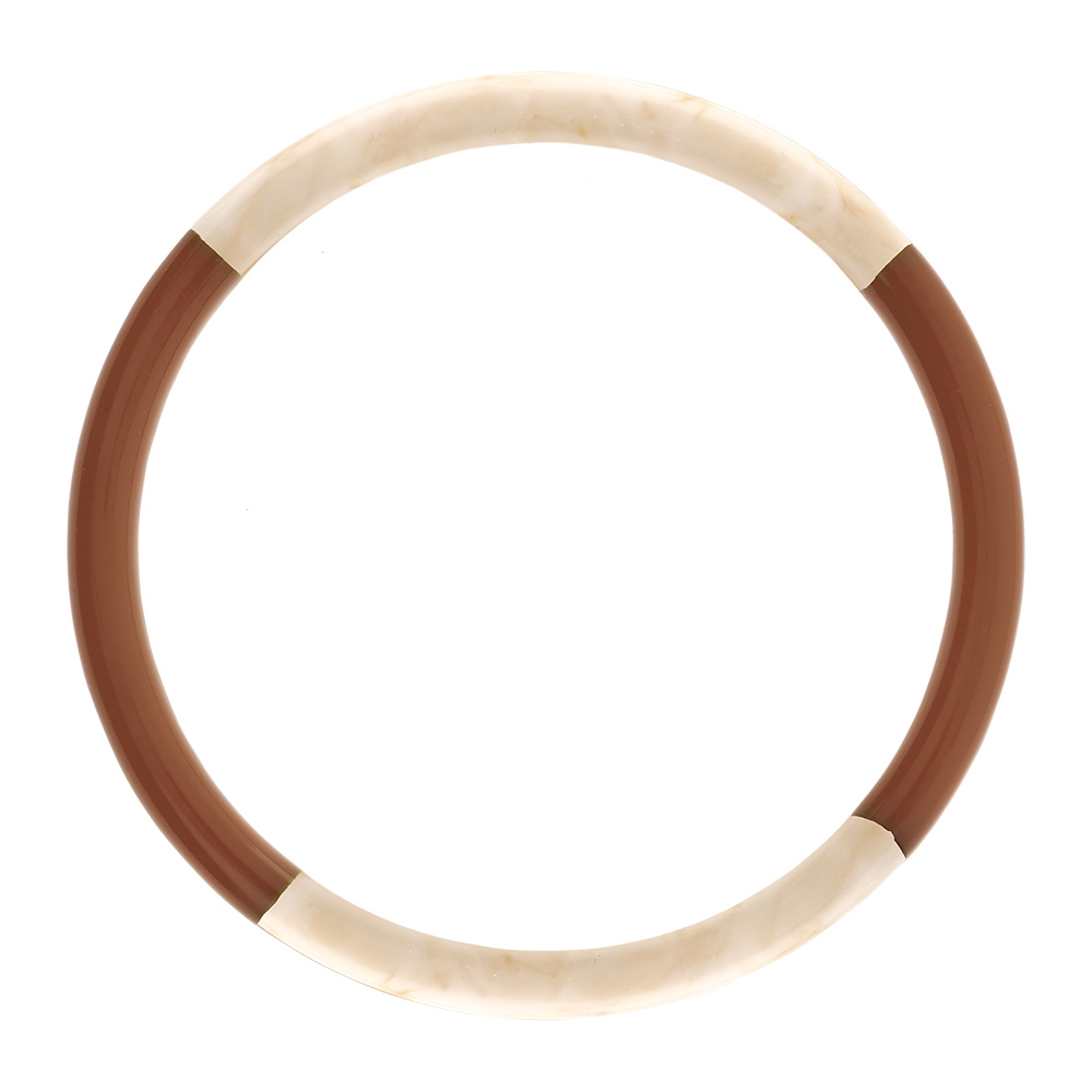 Bracelet jonc 6mm en résine couleur ivoire et caramel - 63mm