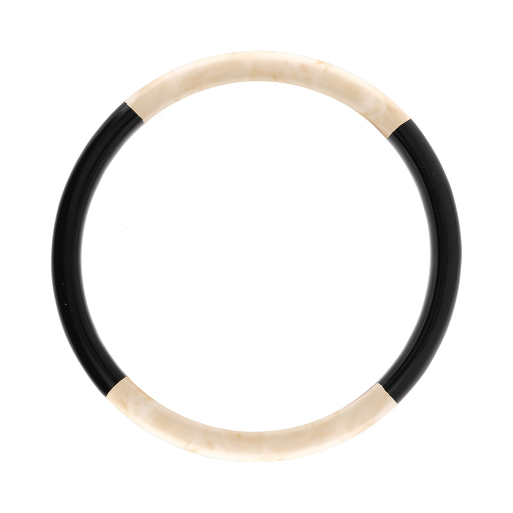 Bracelet jonc 6mm en résine couleur ivoire et noire - 60mm