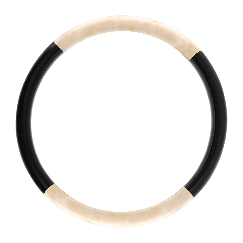 Bracelet jonc 6mm en résine couleur ivoire et noire -  63mm