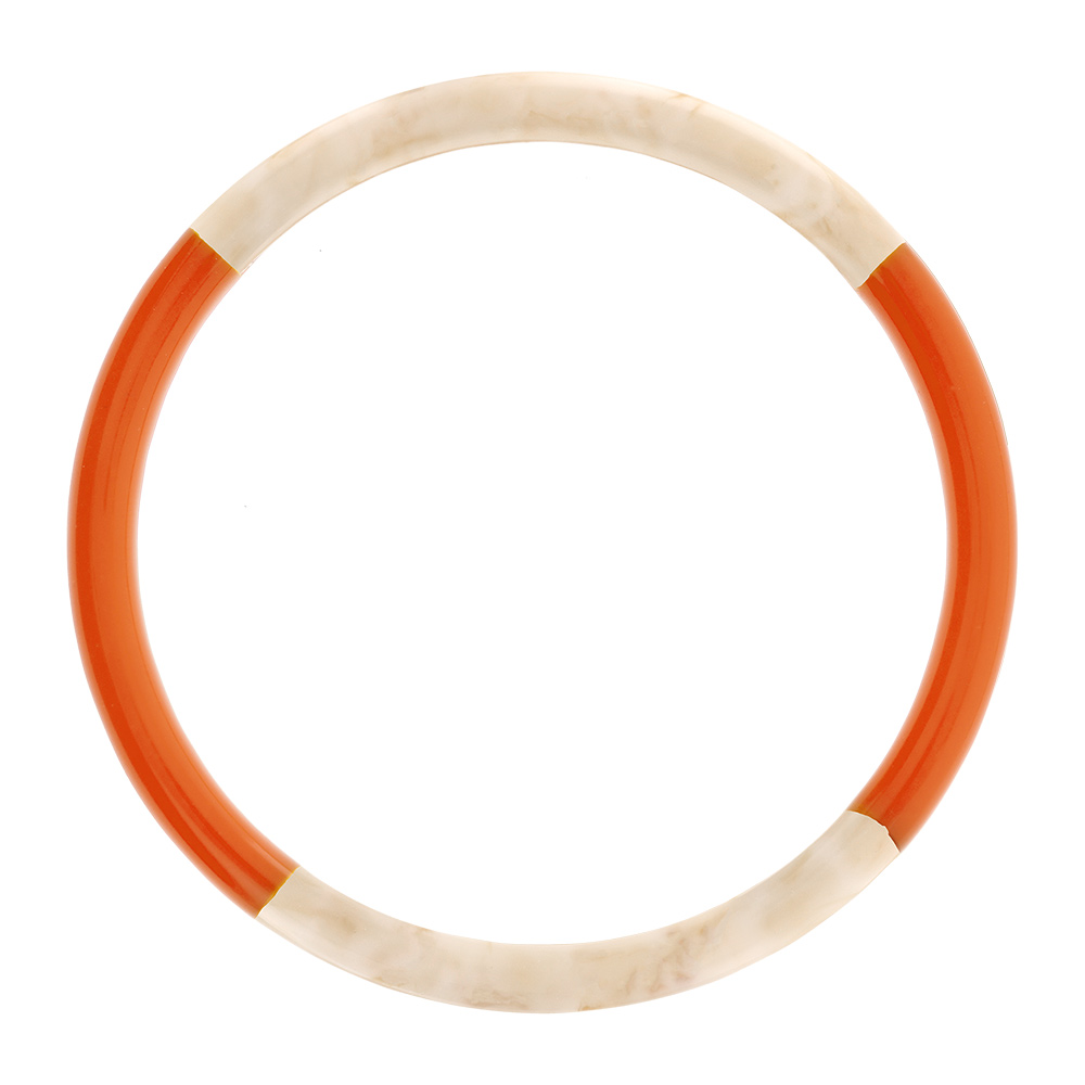 Bracelet jonc 6mm en résine couleur ivoire et orange - 63mm