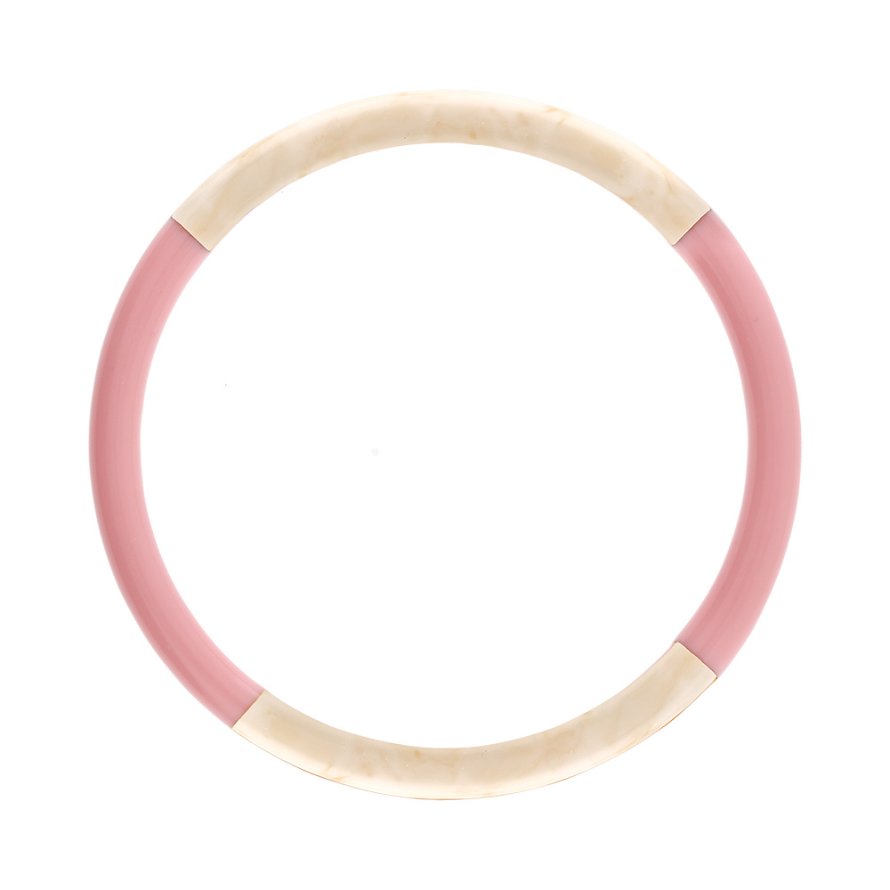 Bracelet jonc 6mm en résine couleur ivoire et rose - 60mm