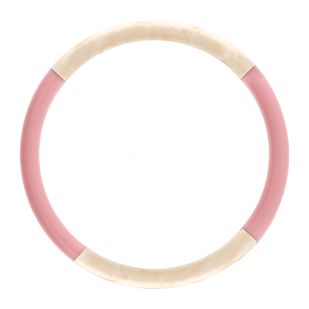 Bracelet jonc 6mm en résine couleur ivoire et rose - 63mm