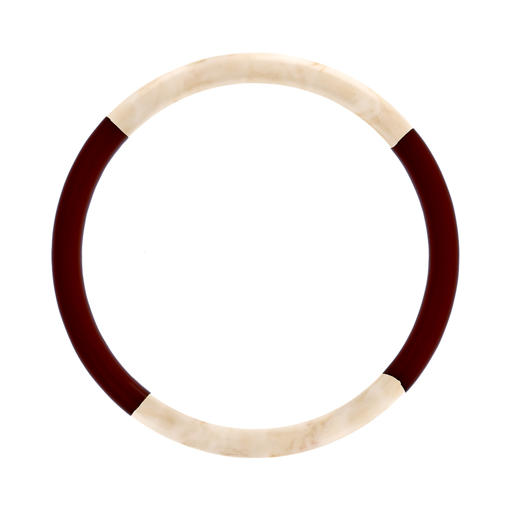 Bracelet jonc 6mm en résine couleur ivoire et chocolat - 60mm