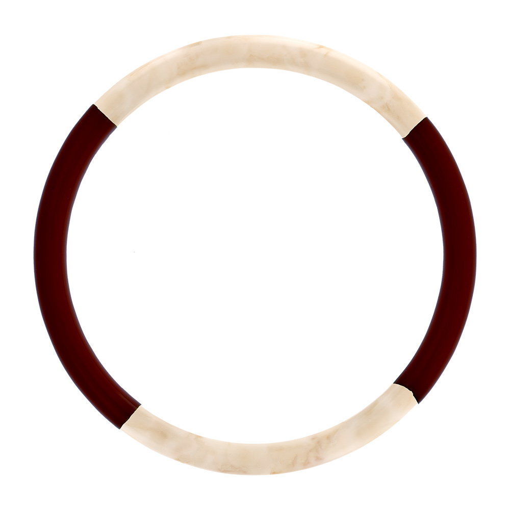 Bracelet jonc 6mm en résine couleur ivoire et chocolat - 63mm