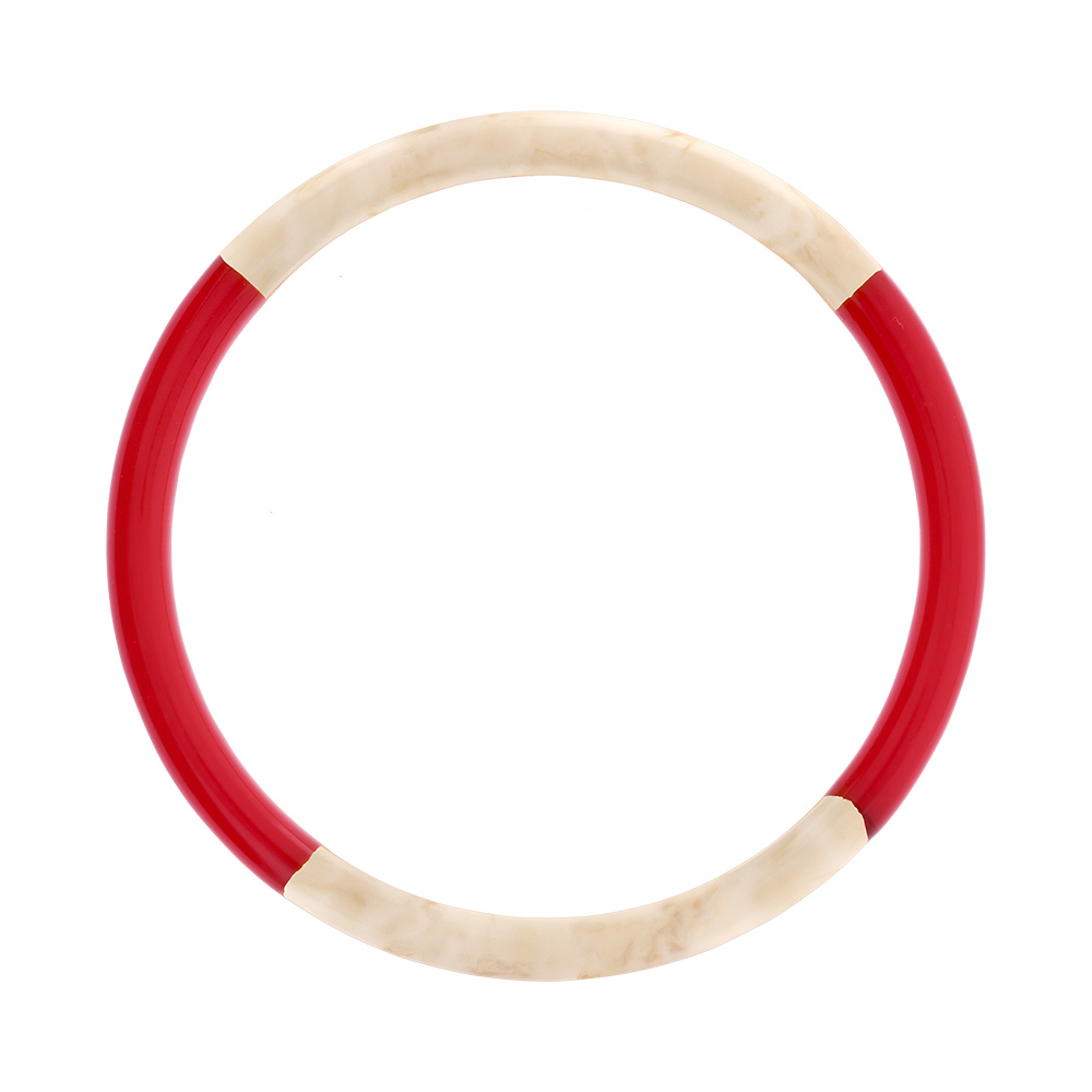 Bracelet jonc 6mm en résine couleur ivoire et rouge - 60mm