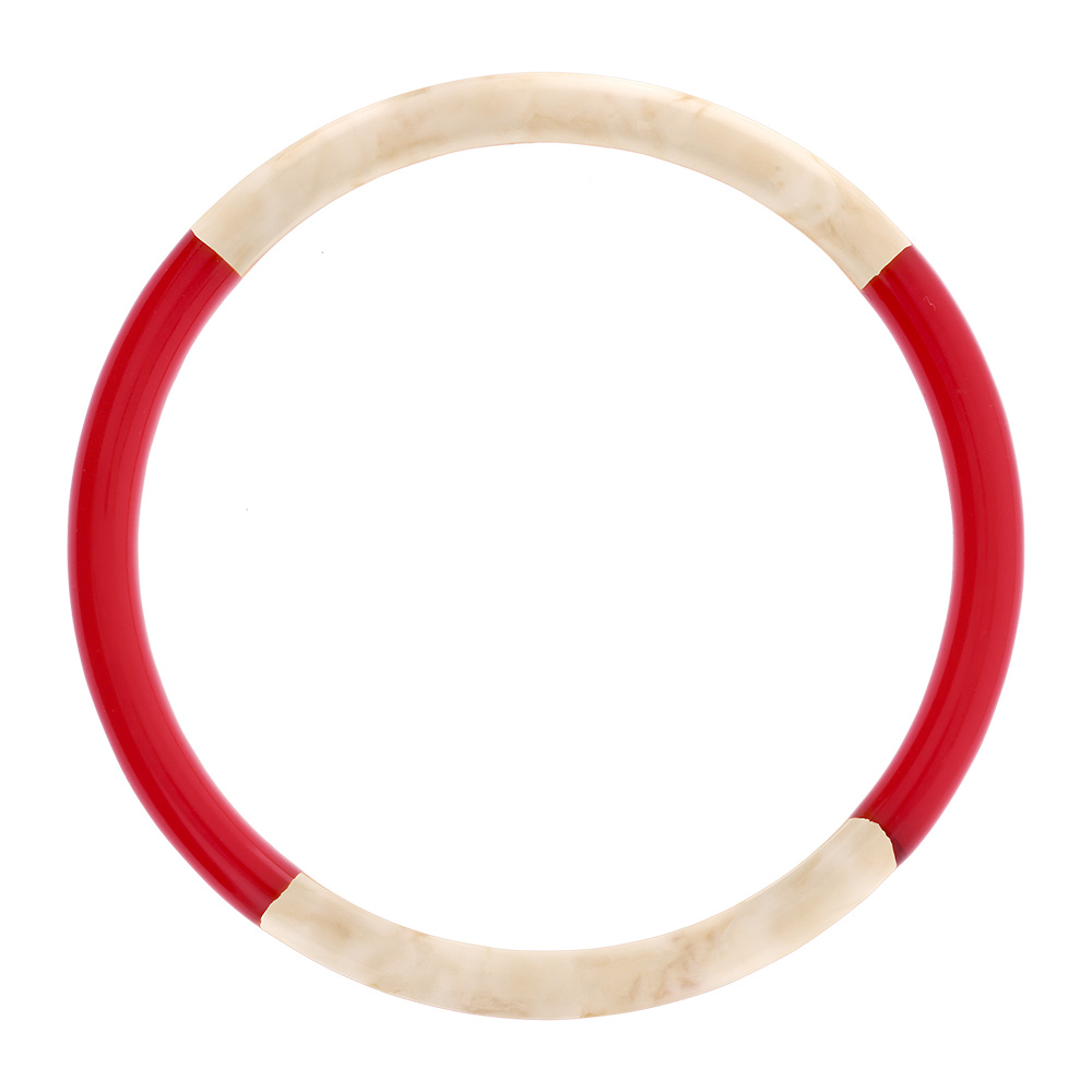 Bracelet jonc 6mm en résine couleur ivoire et rouge - 63mm