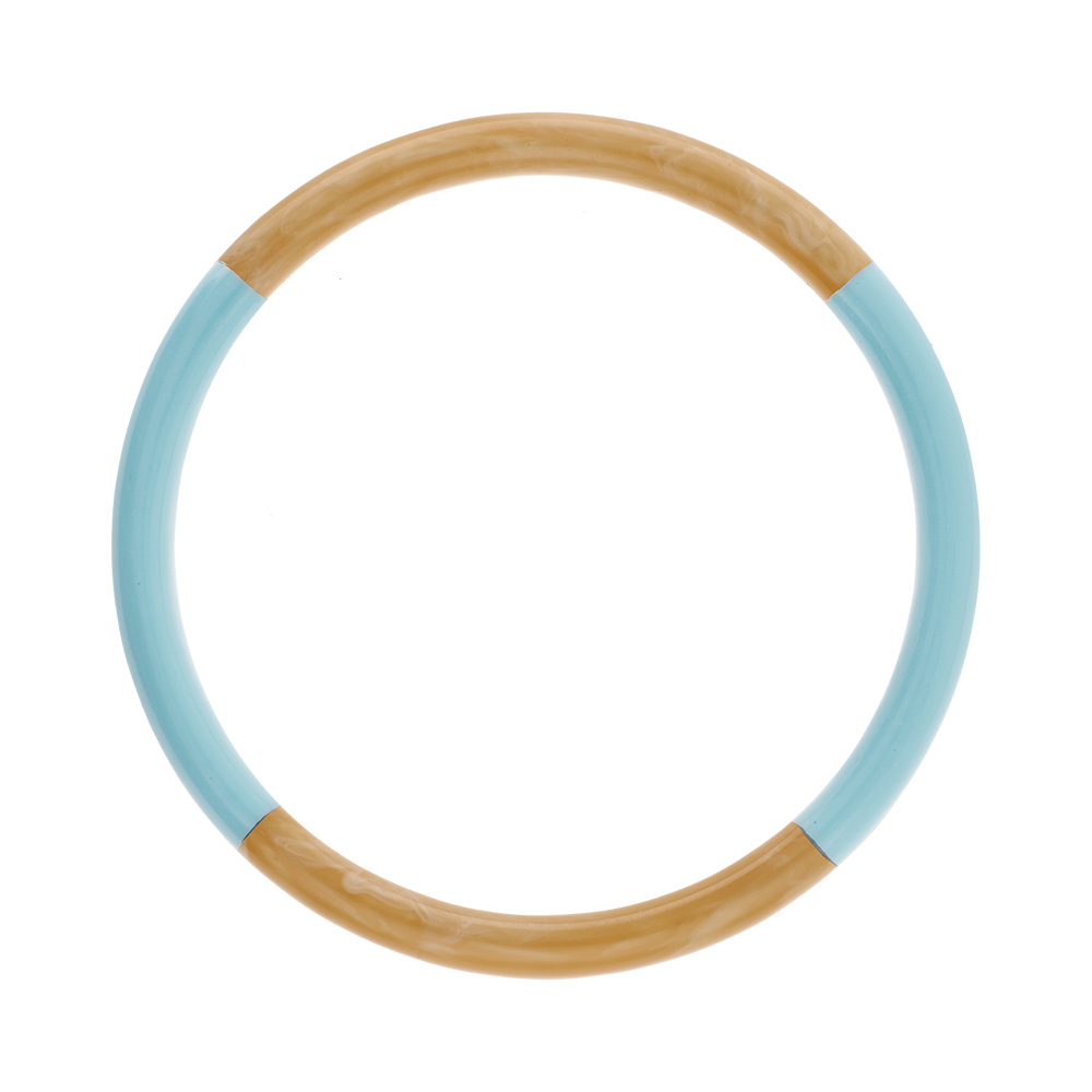 Bracelet jonc 6mm en résine couleur corne et bleu ciel - 60mm