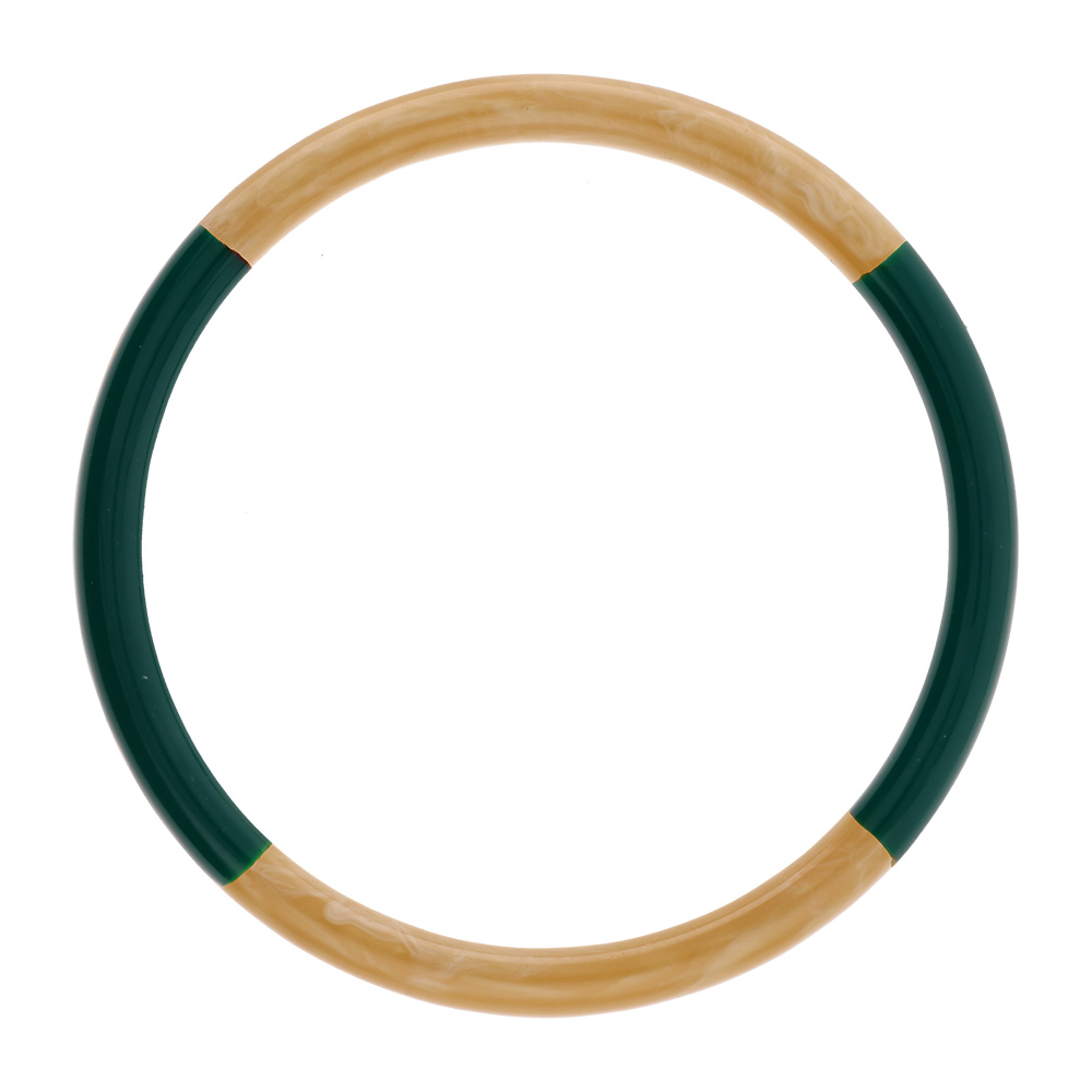 Bracelet jonc 6mm en résine couleur corne et vert anglais - 63mm