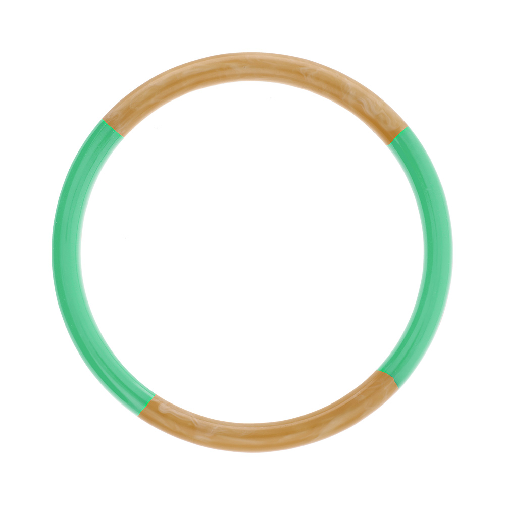 Bracelet jonc 6mm en résine couleur corne et vert clair - 60mm