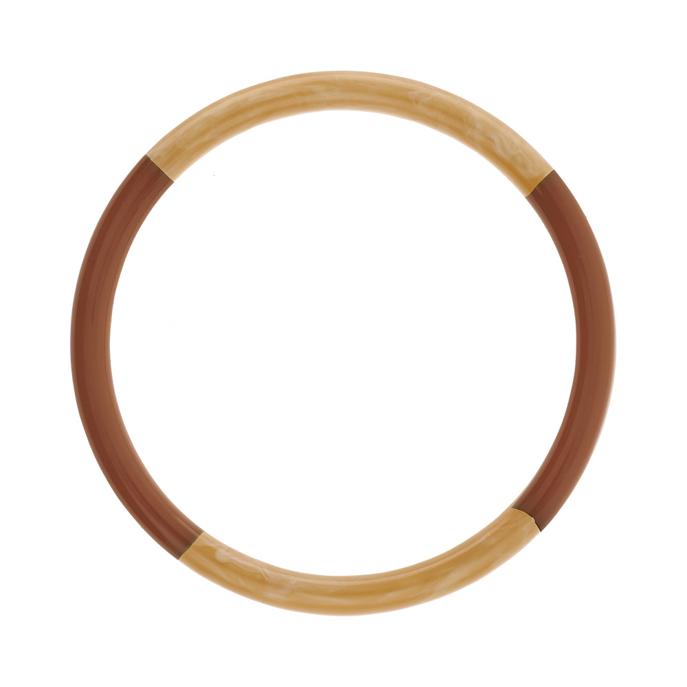 Bracelet jonc 6mm en résine couleur corne et caramel - 60mm