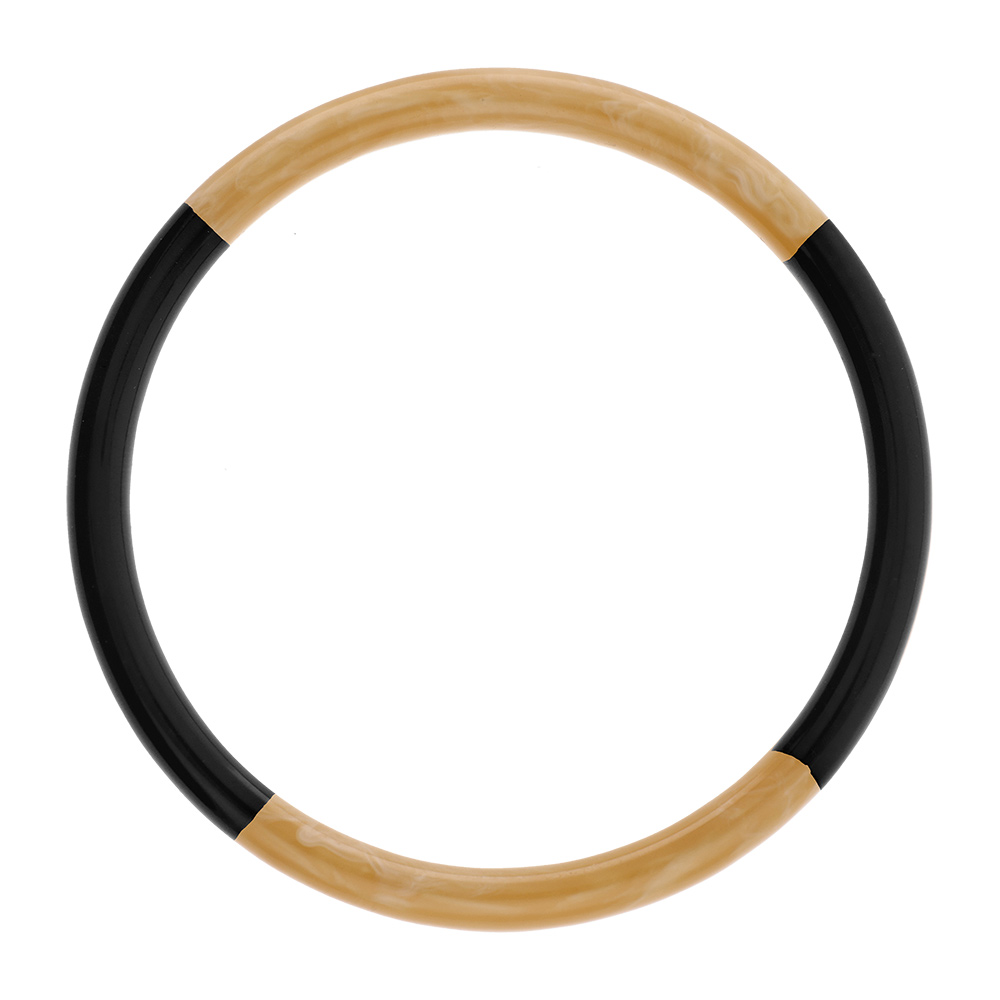 Bracelet jonc 6mm en résine couleur corne et noir-  63mm