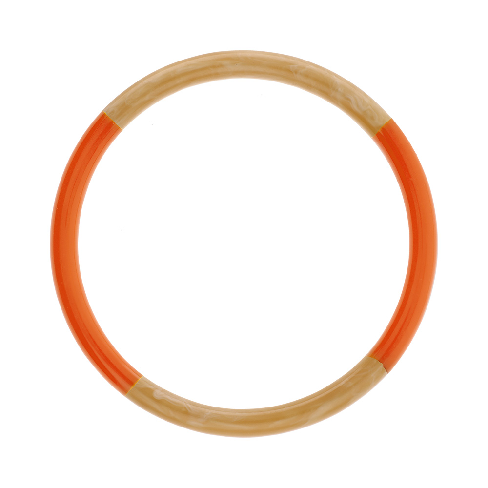 Bracelet jonc 6mm en résine couleur corne et orange - 60mm