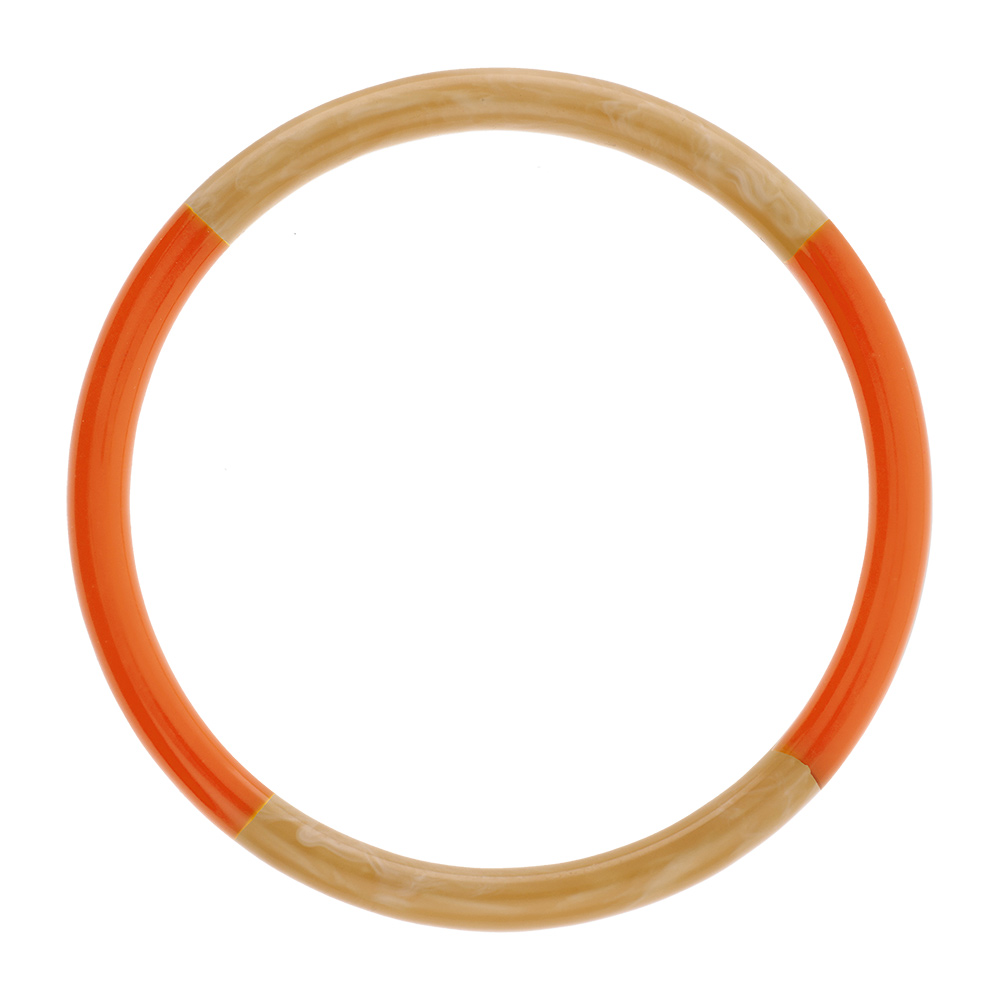 Bracelet jonc 6mm en résine couleur corne et orange - 63mm