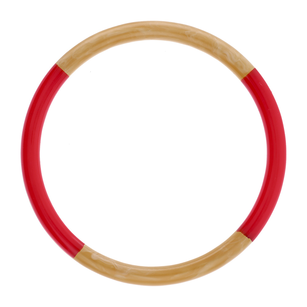 Bracelet jonc 6mm en résine couleur corne et rouge - 63mm