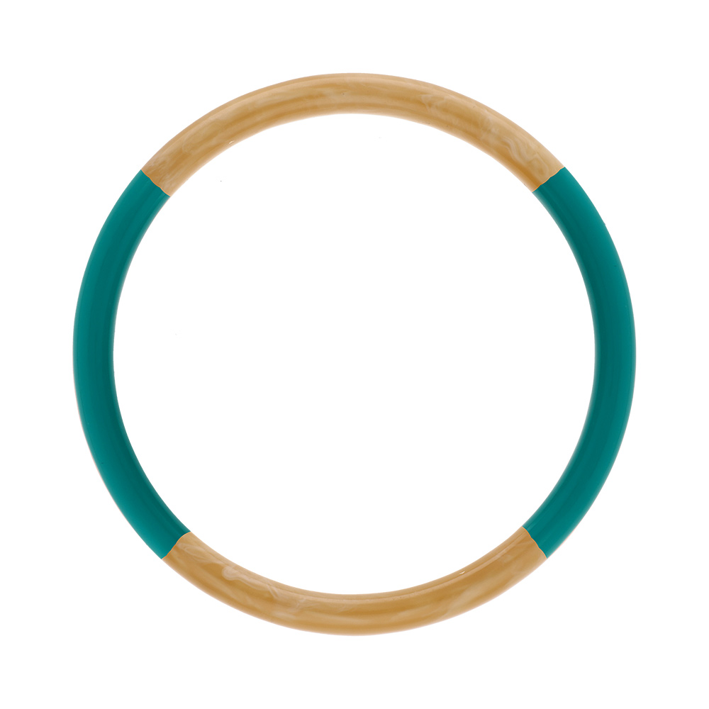 Bracelet jonc 6mm en résine couleur corne et turquoise - 60mm
