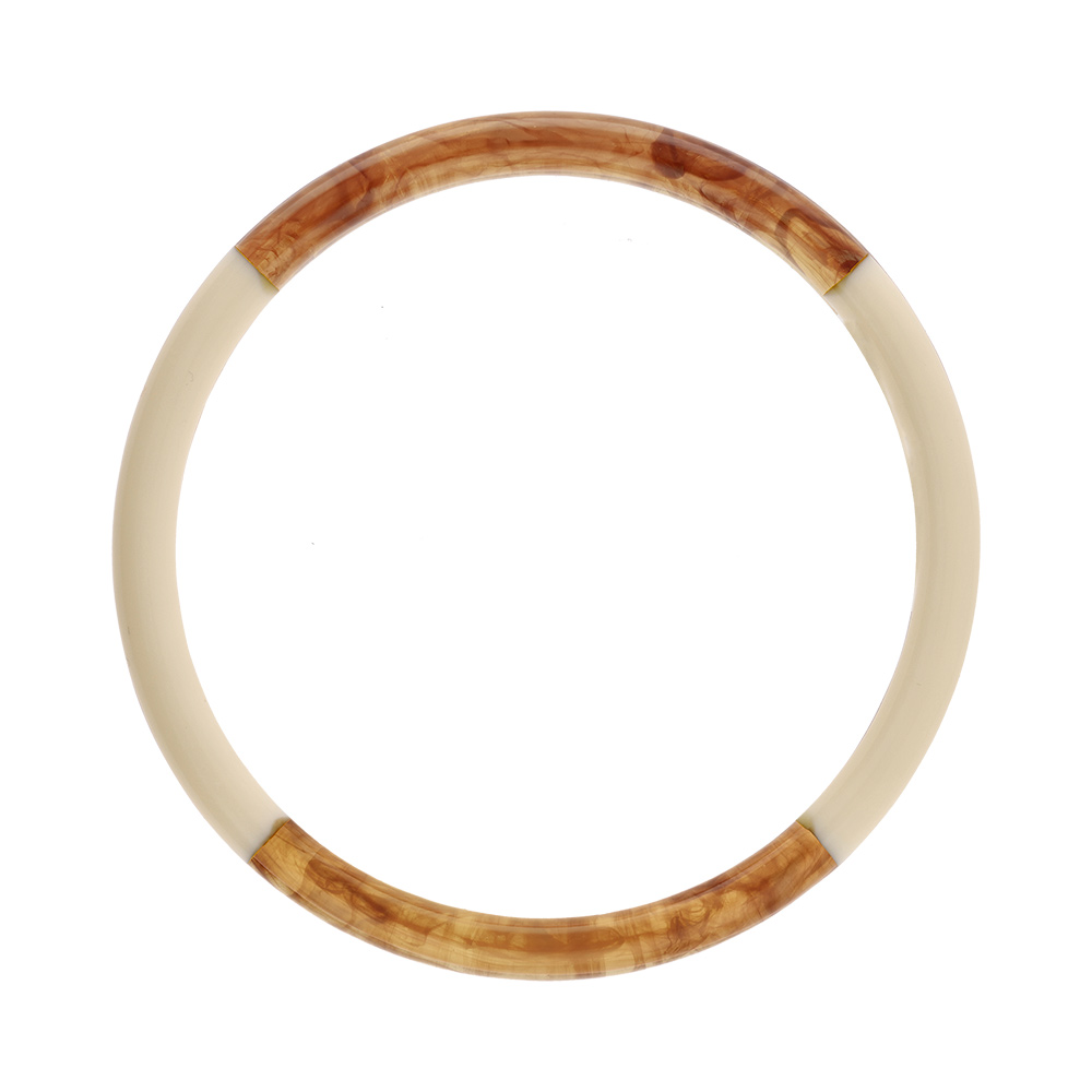 Bracelet jonc 6mm en résine couleur ambre et blanc - 60mm